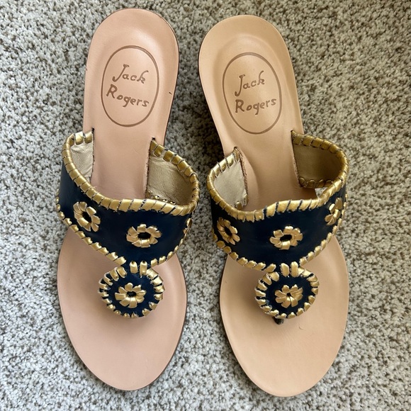 Navy Blue Jack Rogers 2 Inch Wedge Sandals Size 6.5 - Picture 3 of 7